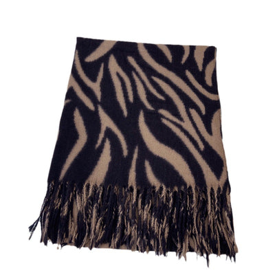 Striped Printed Tassel Cashmere Shawl