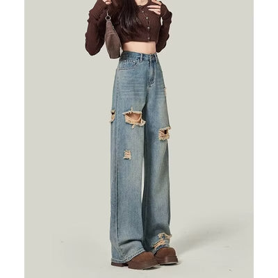 Retro High Street Ripped Jeans
