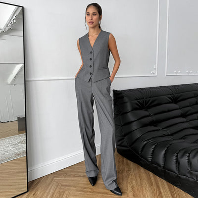 Elegant V-Neck Casual Suit