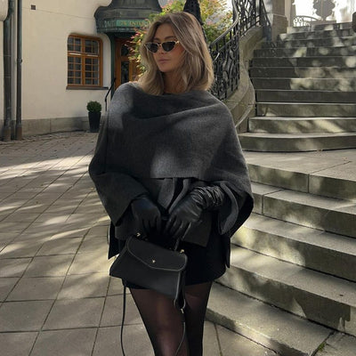 Loose Casual Knitted Cape Sweater
