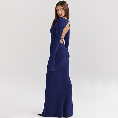 Solid Color Backless Slim Fit Dress