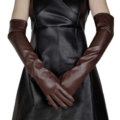 Glossy Faux Leather Long Gloves – Bold & Elegant Statement