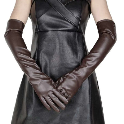 Glossy Faux Leather Long Gloves – Bold & Elegant Statement