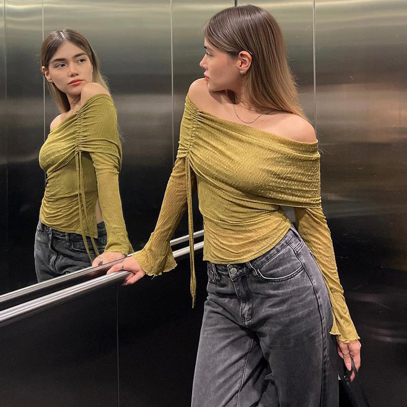 Off-Shoulder Long-Sleeve Sweater