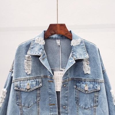 Loose Korean Style Ripped Denim Jacket