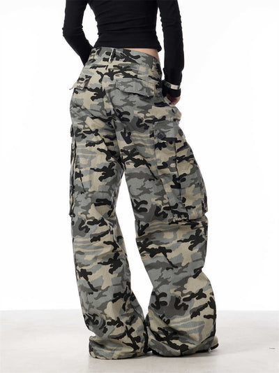 Camouflage Wide-Leg Cargo Pants