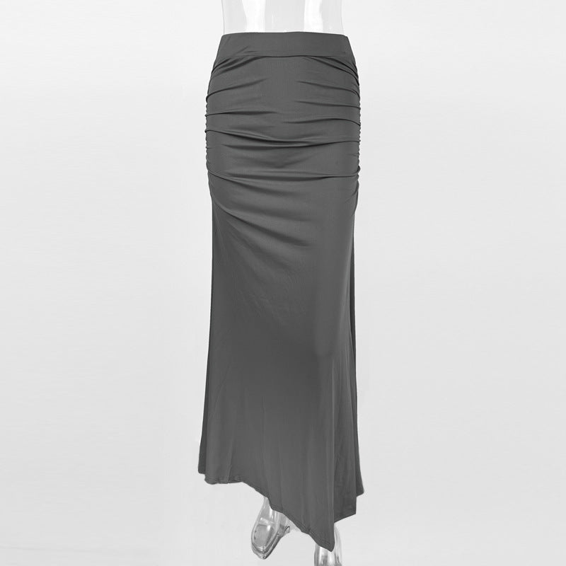 Sexy Slim Pleated Long Dress