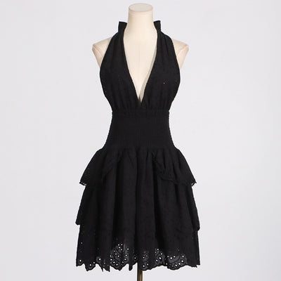 Deep V-Neck High Waist Dress
