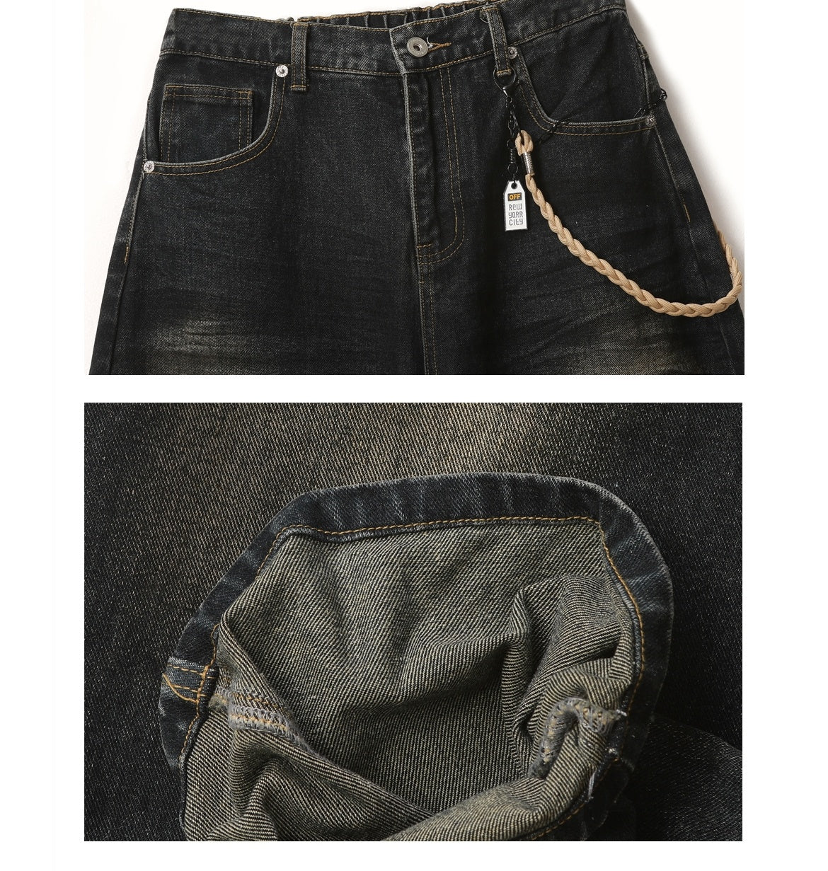Retro Washed Wide-Leg Jeans