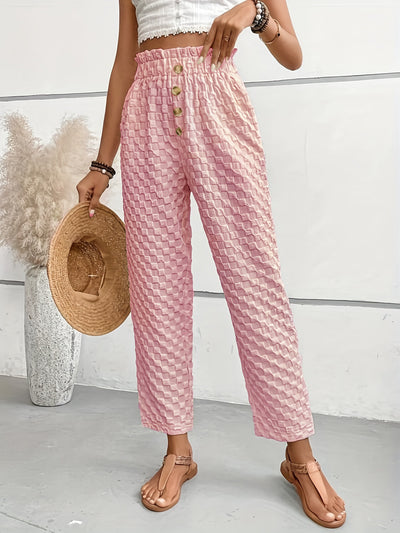 Buttoned Straight-Leg Trousers