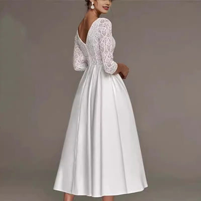Elegant Lace V-Neck Wedding Dress