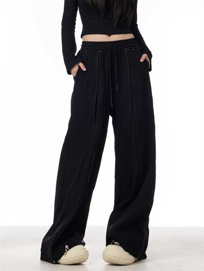 Patchwork Design Casual Loose Wide-leg Pants