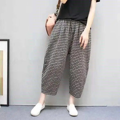 High-Waist Linen Harem Pants