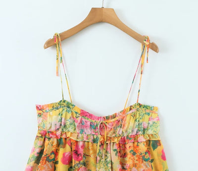 Y2K Floral Ruffle Suspender Dress
