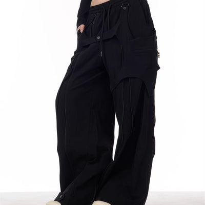 Patchwork Design Casual Loose Wide-leg Pants
