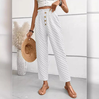 Buttoned Straight-Leg Trousers