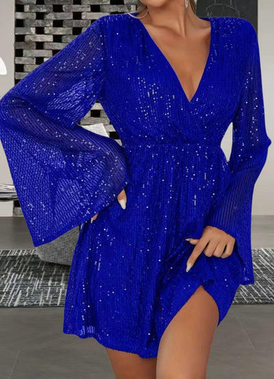 V-neck Sequin Dress