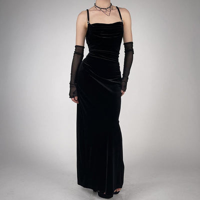 Backless Velvet Slip Dress