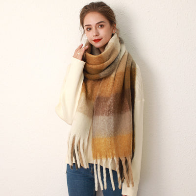 Plaid Mohair-Blend Scarf