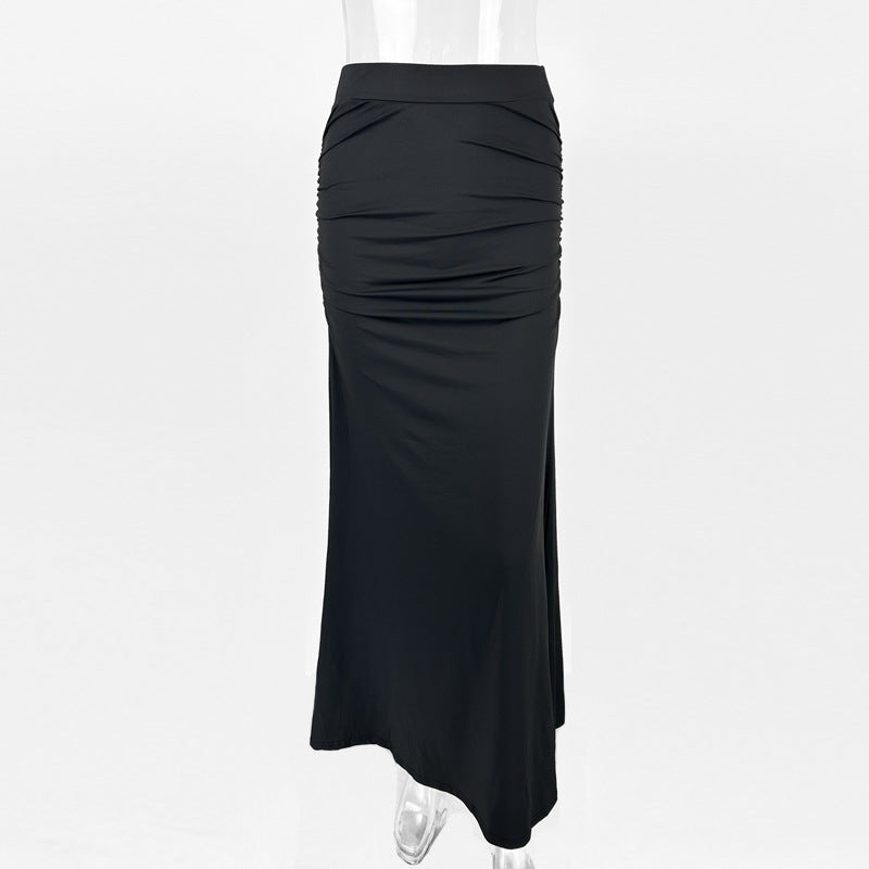 Sexy Slim Pleated Long Dress