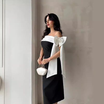 Off-Shoulder Bow Cocktail Dress