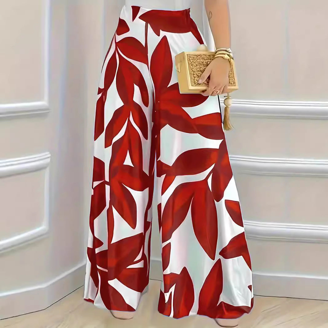 Printed High Waist Wide-leg Pants