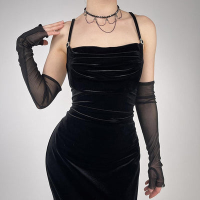 Backless Velvet Slip Dress