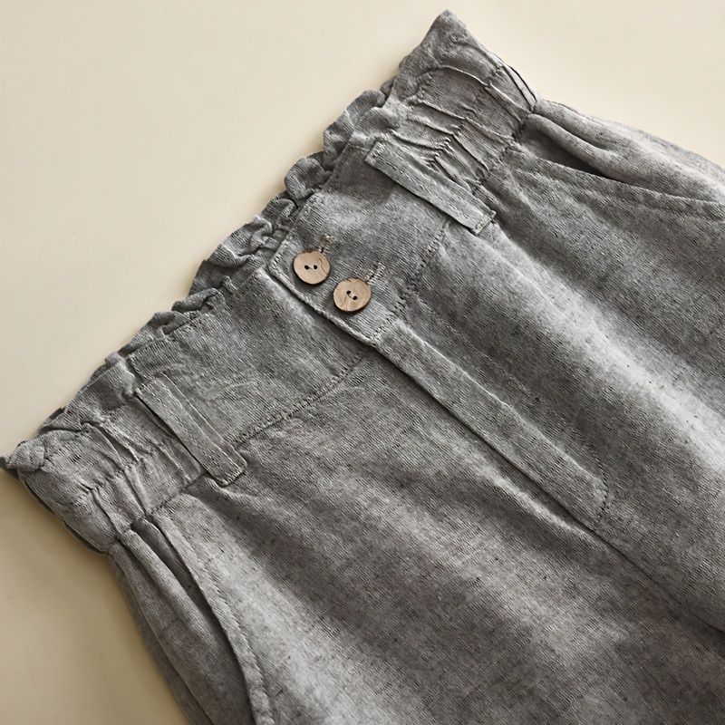 Linen Wide-leg High Waist Pants
