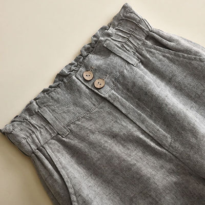 Linen Wide-leg High Waist Pants