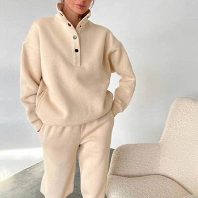 Oversized Solid Casual Pullovers & Long Pant Set