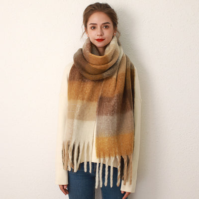 Plaid Mohair-Blend Scarf