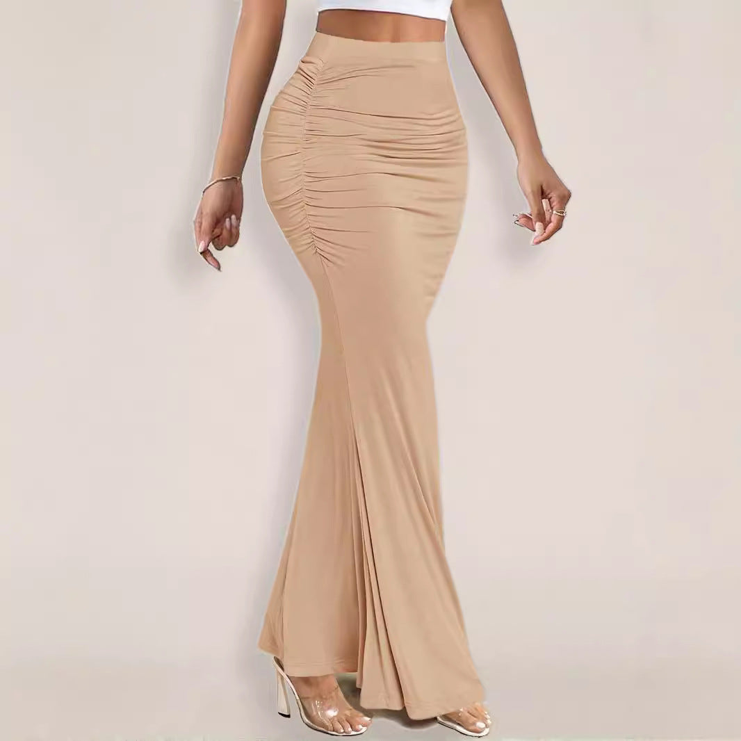 Sexy Slim Pleated Long Dress