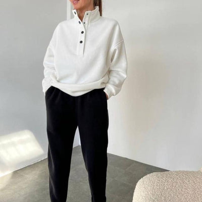 Oversized Solid Casual Pullovers & Long Pant Set