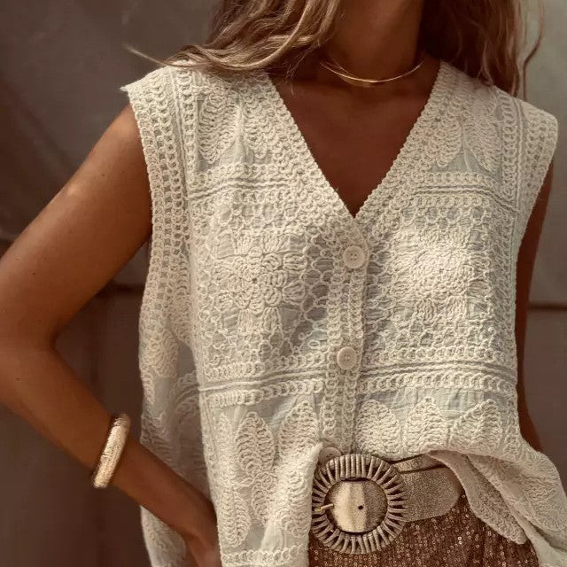 V-neck Lace Cardigan