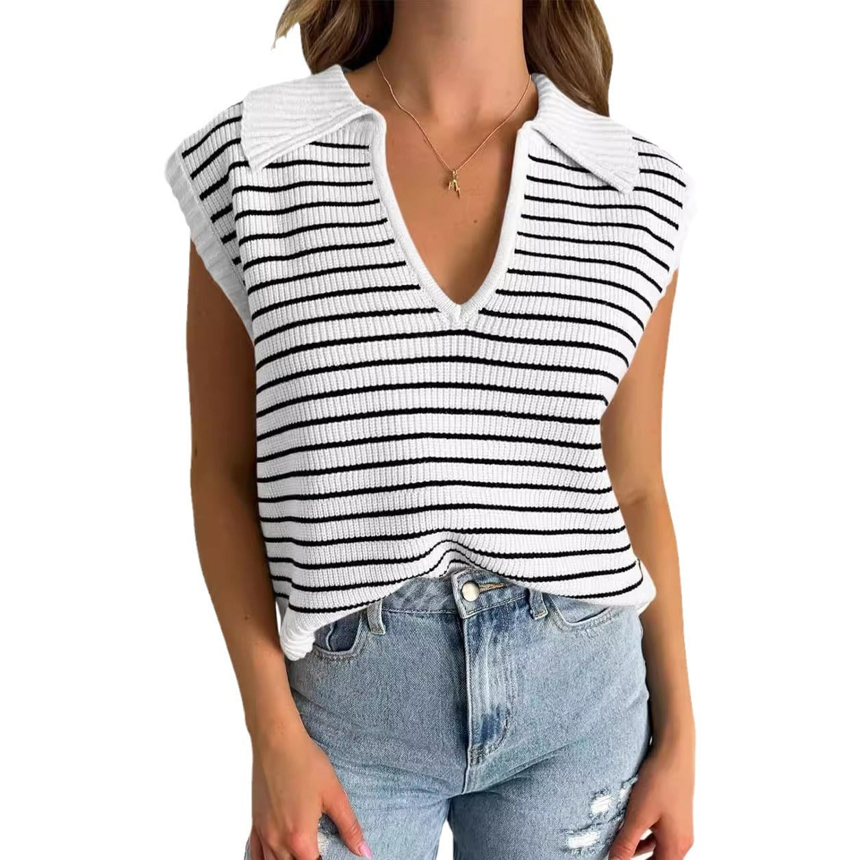 V-neck Knitted Top