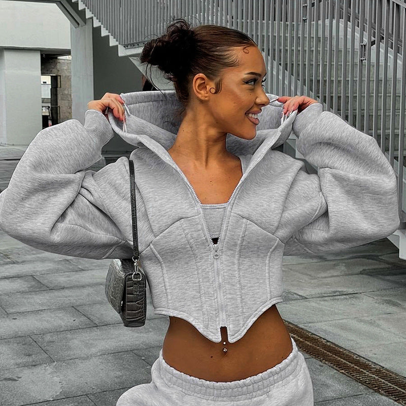 Y2K Zipper Corset Hoodie