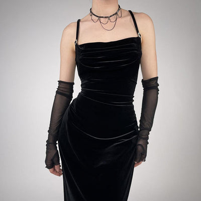 Backless Velvet Slip Dress