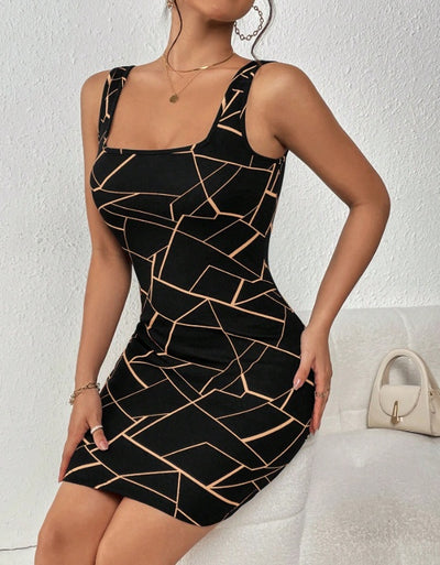Ladies Printed Slimming Fashion Dress