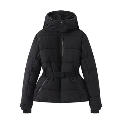 Waist-Slimming Belted Padded Jacket